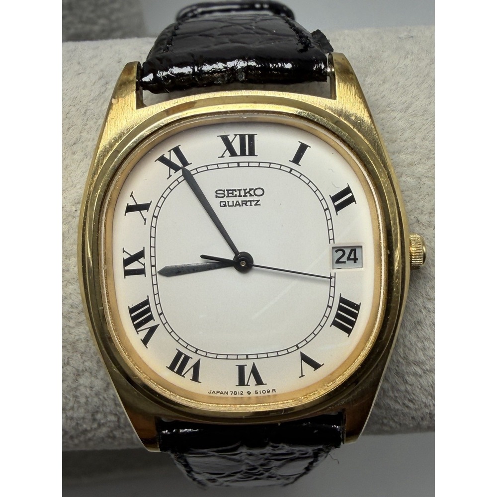 Seiko 7812-5109 New Battery Mens‎ Watch 31MM 7.75" Leather Band